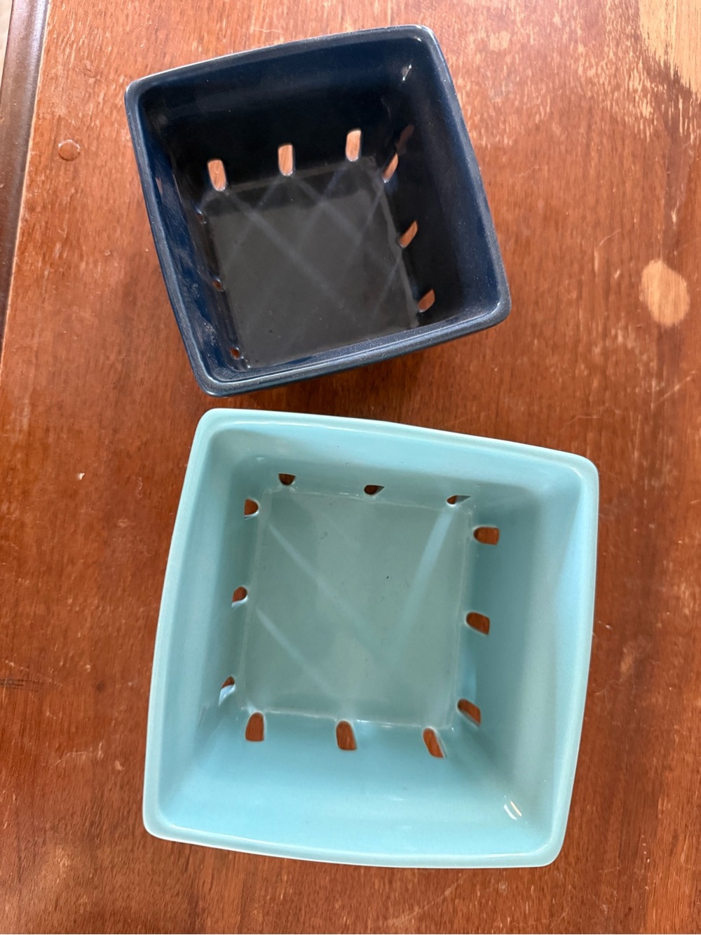 Ceramic Square Drip Trays in Light Blue and Navy - Home Accents Decor